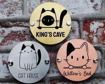 Personalised Metal Pet Kitten Cat Breed Kennel House Home Door Wall Display Sign Plaque Plate Number Name-UV Engraving