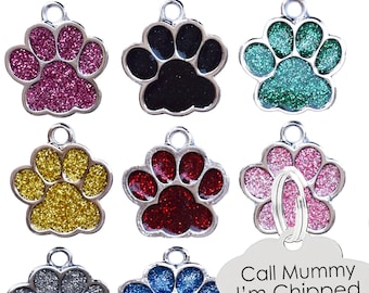 Stainless metal paw shape thick engraved metal bone ID name personalised pet dog tags tag