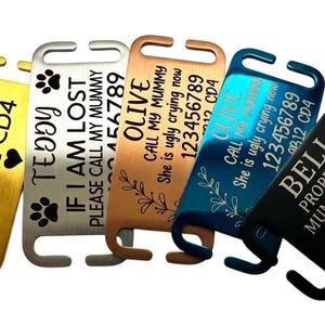 Slide-On Pet ID Tag – Personalized Engraved Stainless Steel Dog & Cat Collar Tag