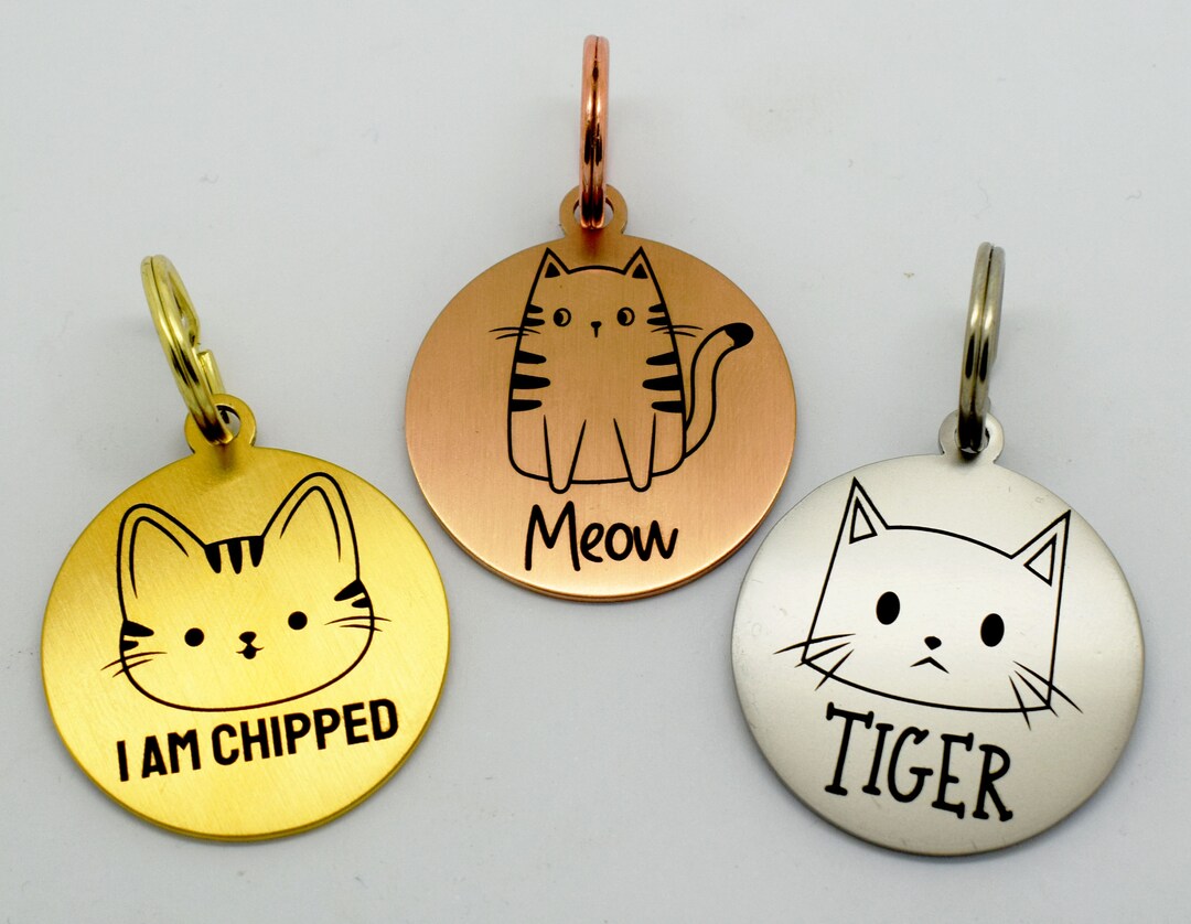 Engraved Cat ID Tag: Double Sided Kitten Breed Photo, Personalized Pet ...