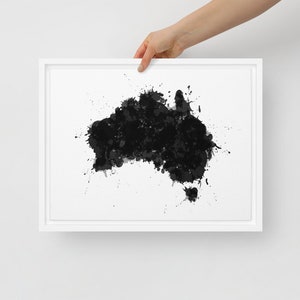 Australia Wall Art | Black and White Australia Framed Canvas Print | Australia Art Print | Australia Map | Australia Gift | Australia Decor
