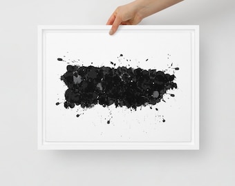 Puerto Rico Black & White Splatter Framed Canvas Art Print