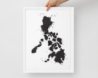 Philippines Map Print: Black and White Framed Canvas Art
