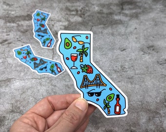 California Travel Sticker: Hand-Drawn Waterproof Vinyl Decal