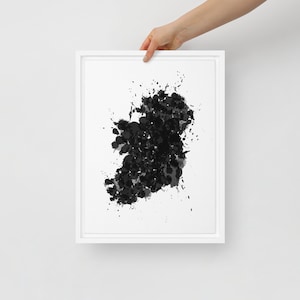 Ireland Black and White Map Framed Canvas Art Print