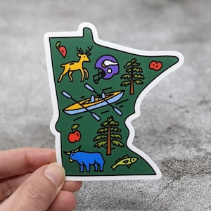 Minnesota Map Sticker: Hand-Drawn Waterproof Vinyl Decal