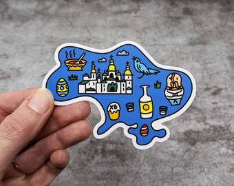 Ukraine Map Sticker | Hand-Drawn Vinyl Decal, Waterproof Art
