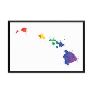 Hawaii Rainbow Framed Art Print | Hawaiian Islands Art | Hawaiian Art Print | Hawaii Island Map | Hawaii Gift | Hawaii Framed Poster