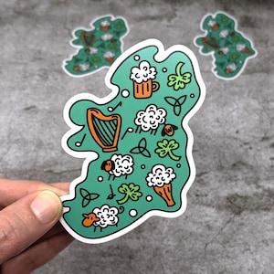 Pegatina de Irlanda / Calcomanía de vinilo de Irlanda / Pegatina irlandesa / Pegatina de mapa de Irlanda / Pegatina de viaje de Irlanda / Pegatina de Dublín / Pegatina de portátil
