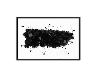 Puerto Rico Black & White Splatter Framed Art Print