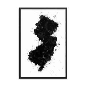 New Jersey Black and White Map Framed Art Print | New Jersey Wall Art | New Jersey State Art | New Jersey Gift | New Jersey Home Decor