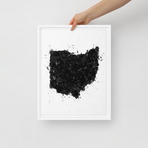 Ohio Black and White Framed Canvas Art Print | Ohio State Decor | Ohio Wall Art | Ohio State Outline | Ohio Map Print | Ohio Gift