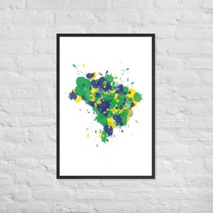 Brasil Framed Art Print / Brasil arte mural / Cartel Brasil enmarcado / Brasil decoración del hogar / Regalo de Brasil / Obra de arte de Brasil / Arte de la bandera de Brasil