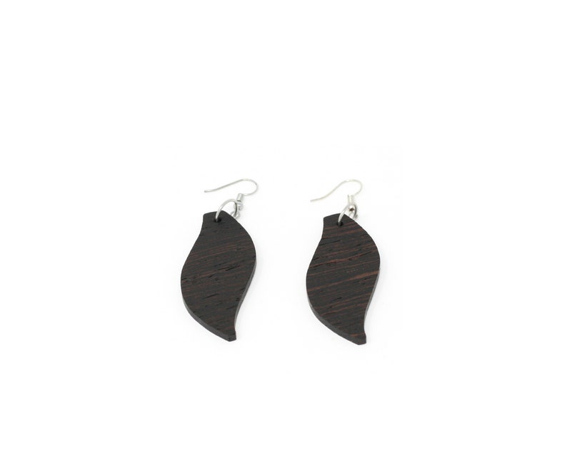 Long Wood Dangle Earrings Dark Wood Earrings Wenge Wood Jewelry