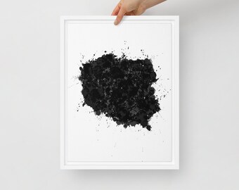 Impresión artística del mapa de Polonia: lienzo enmarcado en blanco y negro