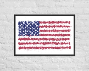 Abstract American Flag Framed Art Print: Splatter USA Wall Decor