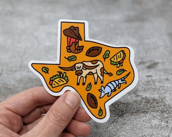 Texas Vinyl Sticker: Hand-Drawn Texas Map Decal