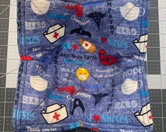 Soup / Bowl Cozy standard size - microwaveable - Nurse print - FREE SHIPPING