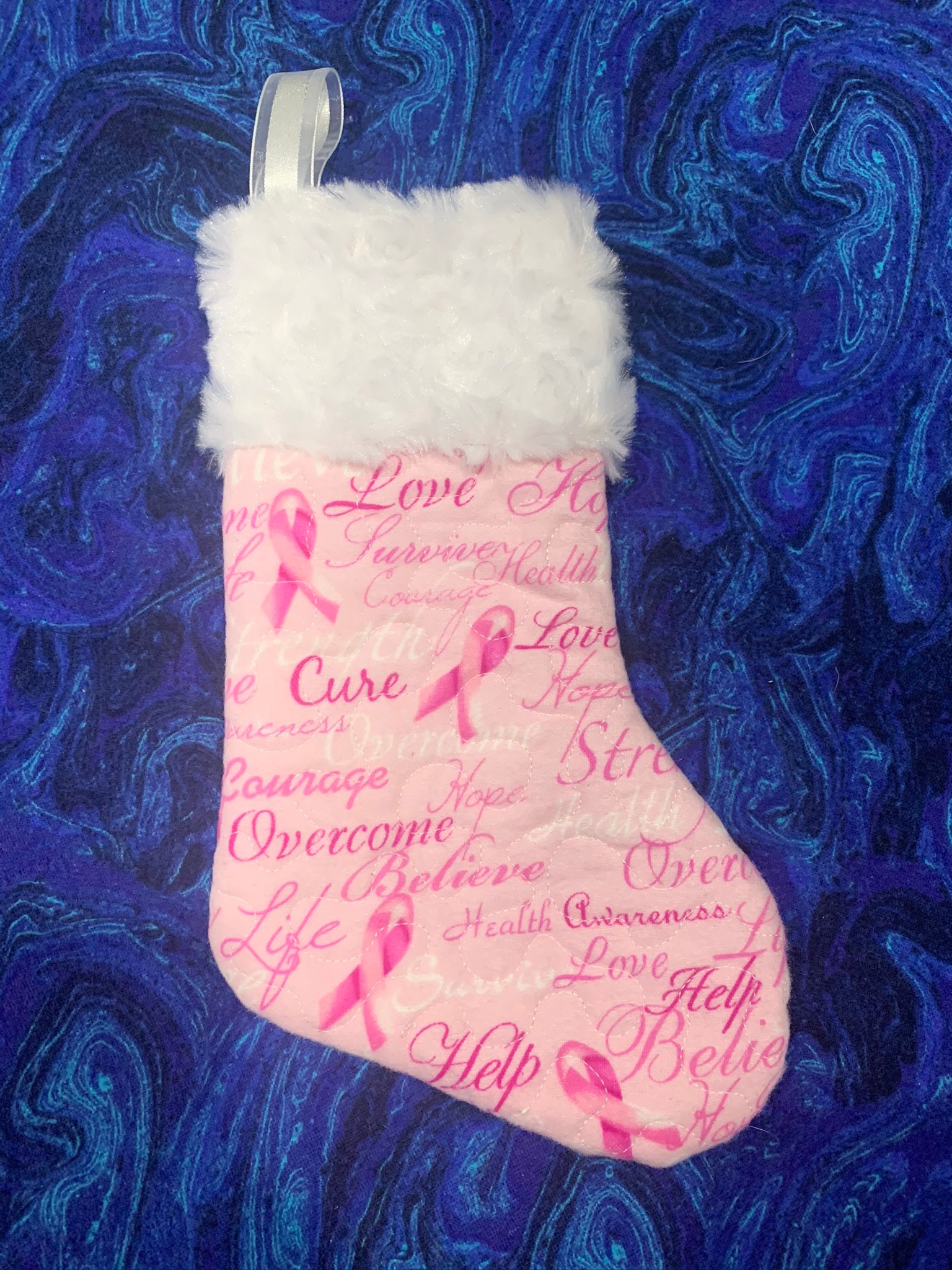 Breast Cancer Christmas Stocking Handmade New 
