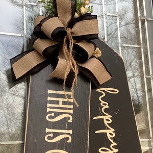 This Is Our Happy Place, Large Wooden Door Tag, Door Hanger, Farmhouse,  Wreath, Door Decor
