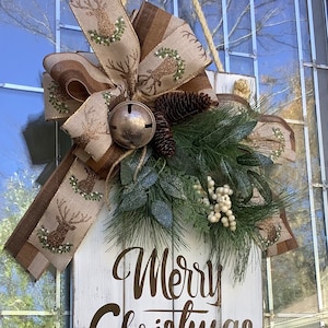 Merry Christmas , Large Wooden Door Sign, Door Hanger, Farmhouse, Door Decor, Christmas Wood Sign, Christmas Wreath, Christmas Decor