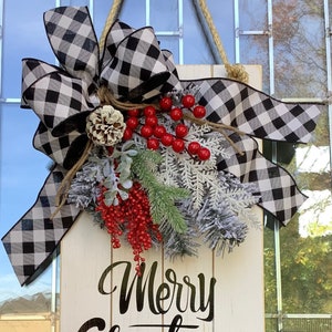 Merry Christmas , Large Wooden Door Sign, Door Hanger, Farmhouse, Door Decor, Christmas Wood Sign, Wooden Christmas Wreath, Christmas Decor