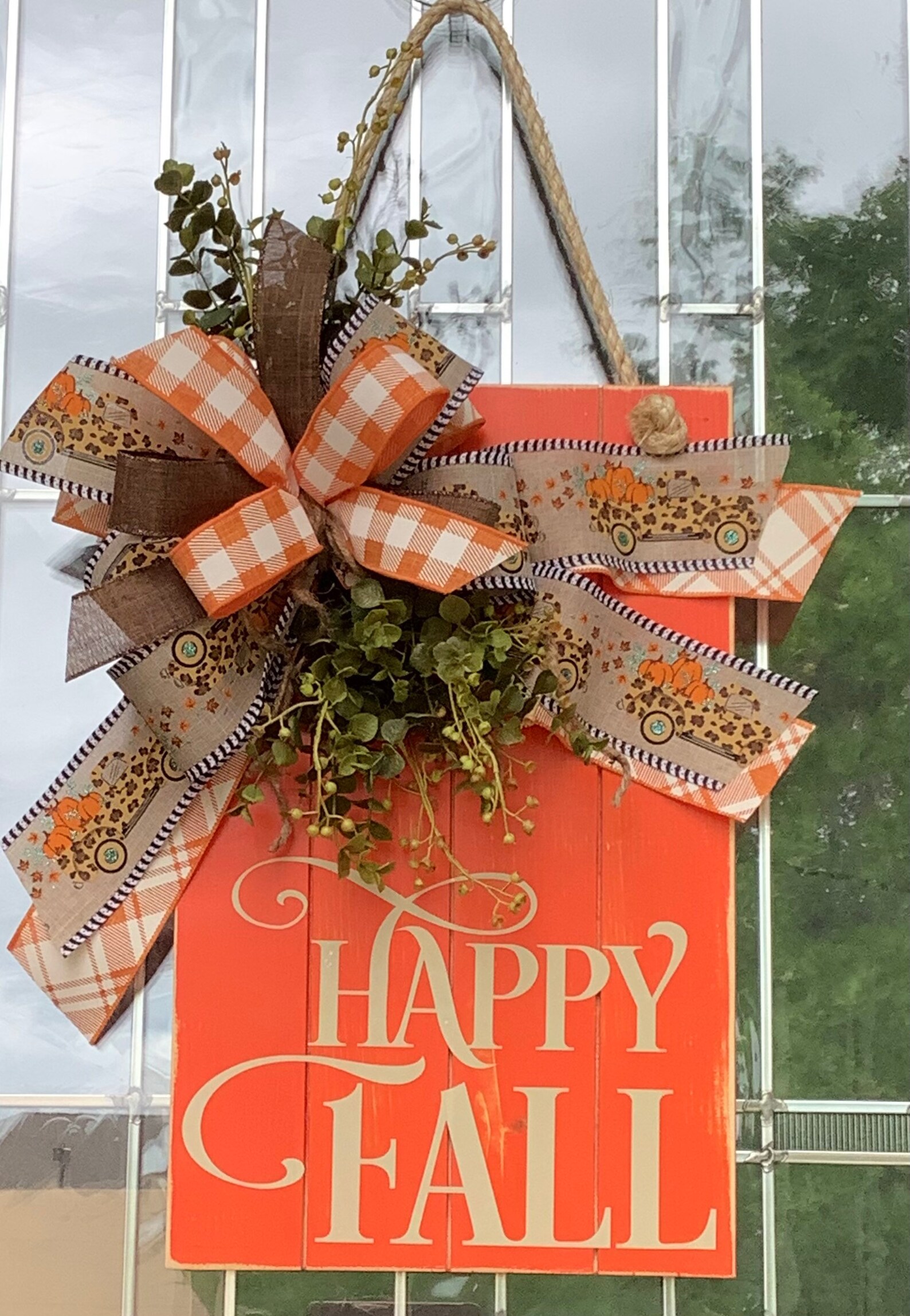 Happy Fall Large Wooden Door Sign Door Hanger Farmhouse Etsy