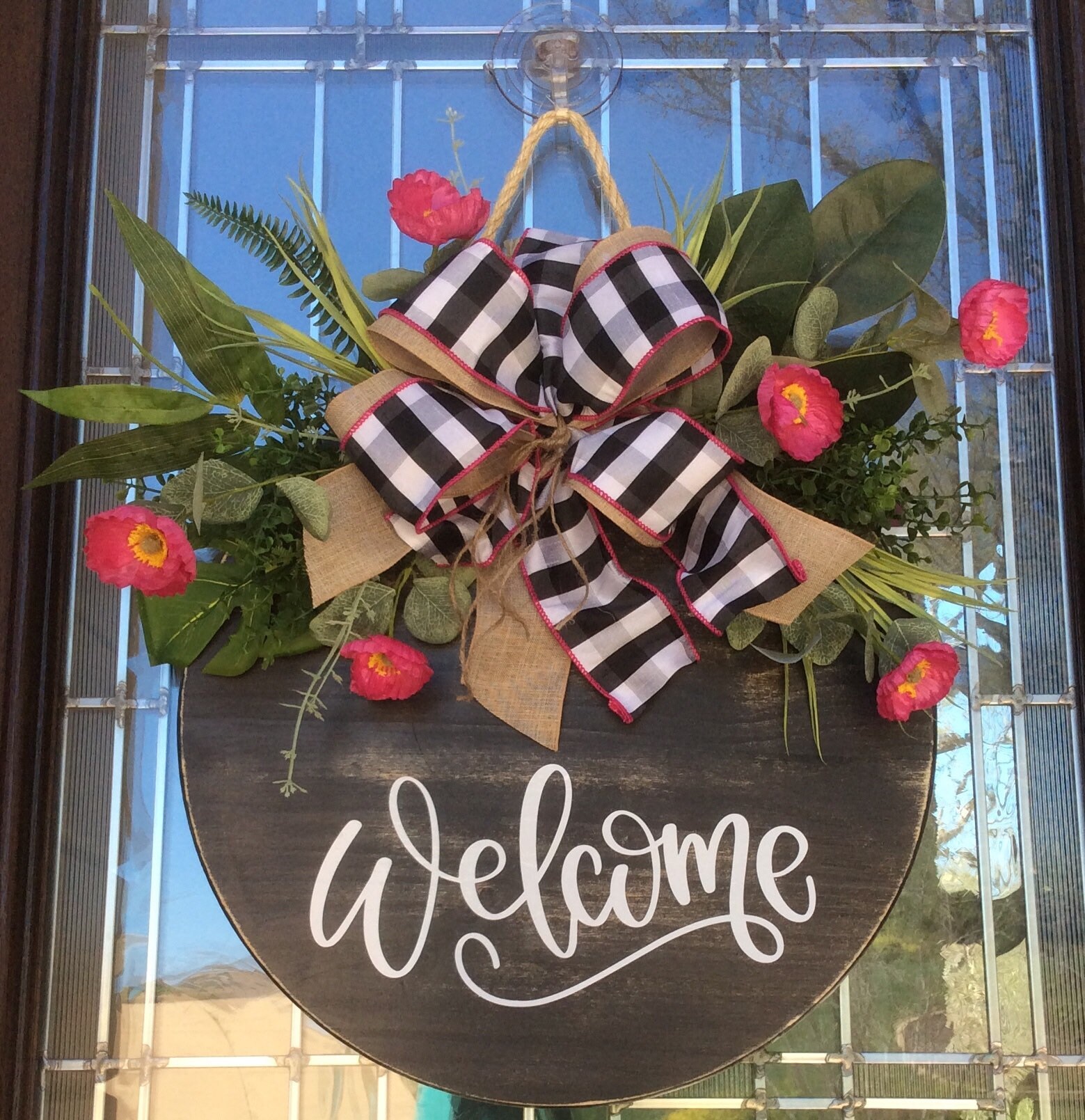 Tür-Dekoration Willkommen Runde Haustür Schild Holzschild ...