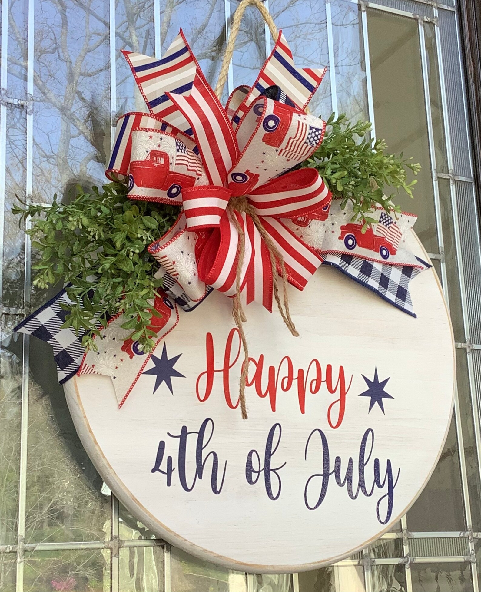 Door Decoration Happy 4th of July Round Front Door Sign - Etsy