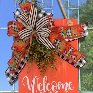 Bienvenido otoño, cartel de puerta de madera grande, colgador de puerta, casa de campo, decoración de puerta, cartel de otoño, decoración de otoño