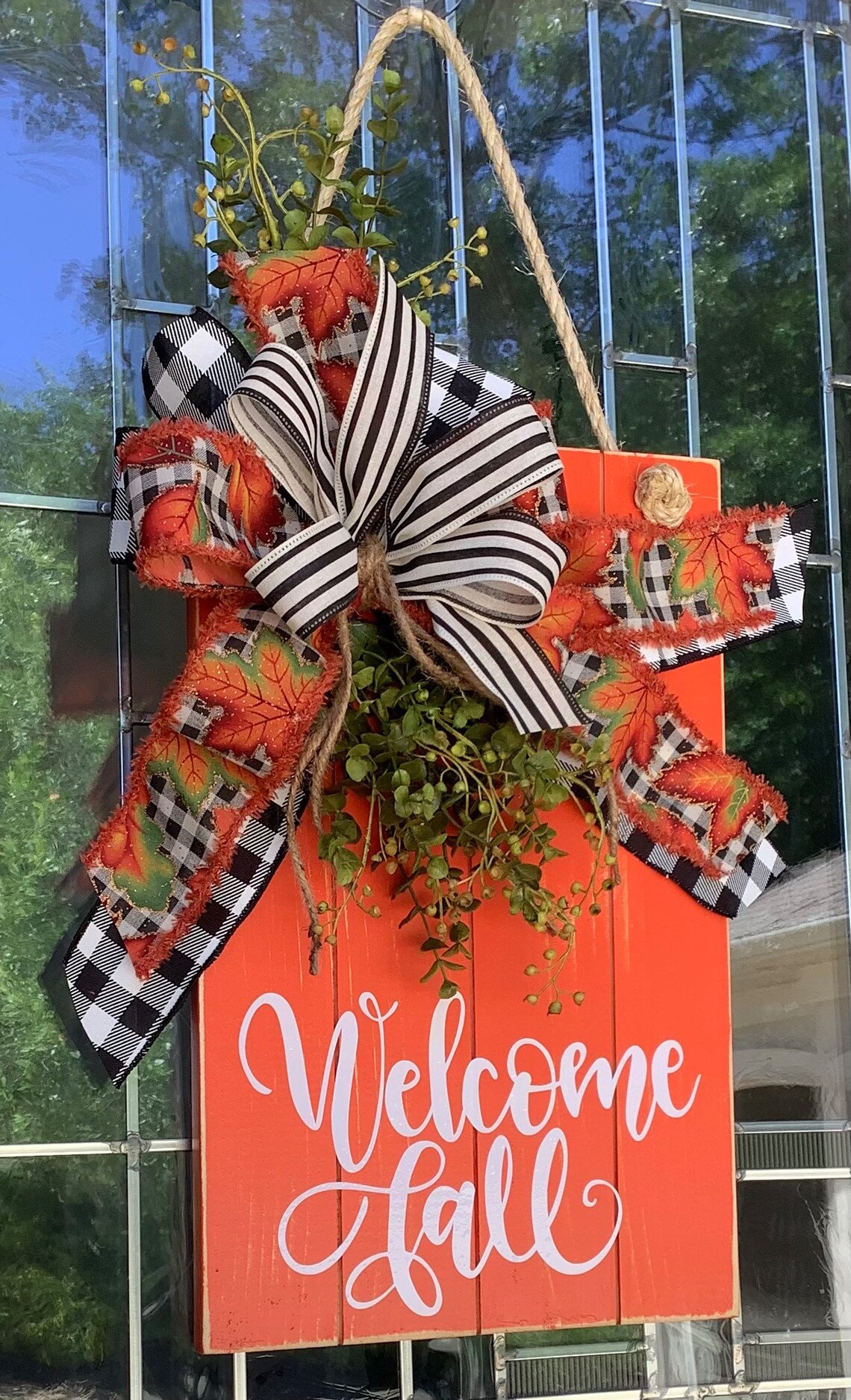 Fall Large Wooden Door Sign Door Hanger Farmhouse Etsy