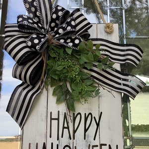 Feliz Halloween, cartel de puerta de madera grande, colgador de puerta de Halloween, casa de campo, decoración de puerta, cartel de otoño, decoración de otoño, decoración de Halloween