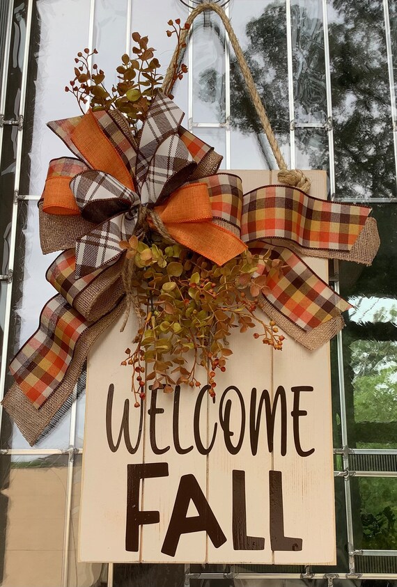 Fall Large Wooden Door Sign Door Hanger Farmhouse Etsy