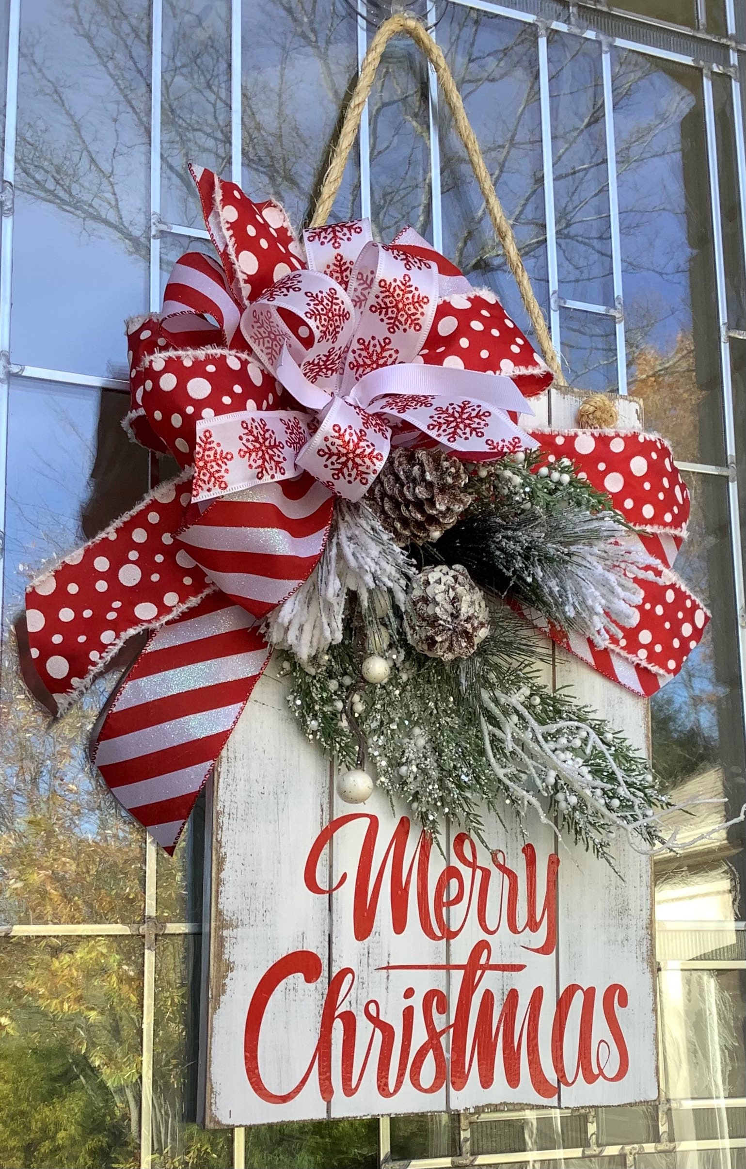 Merry Christmas Large Wooden Door Sign Door Hanger - Etsy