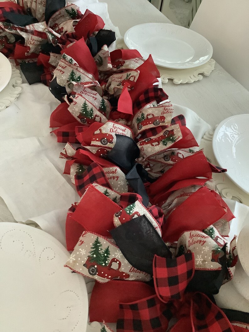 Christmas Rag Tie Garland Home Decor Farmhouses Rag Tie Etsy