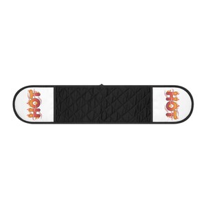 Flame Text Oven Mitts | Double Mitt Pot Holder Strap for Kitchen