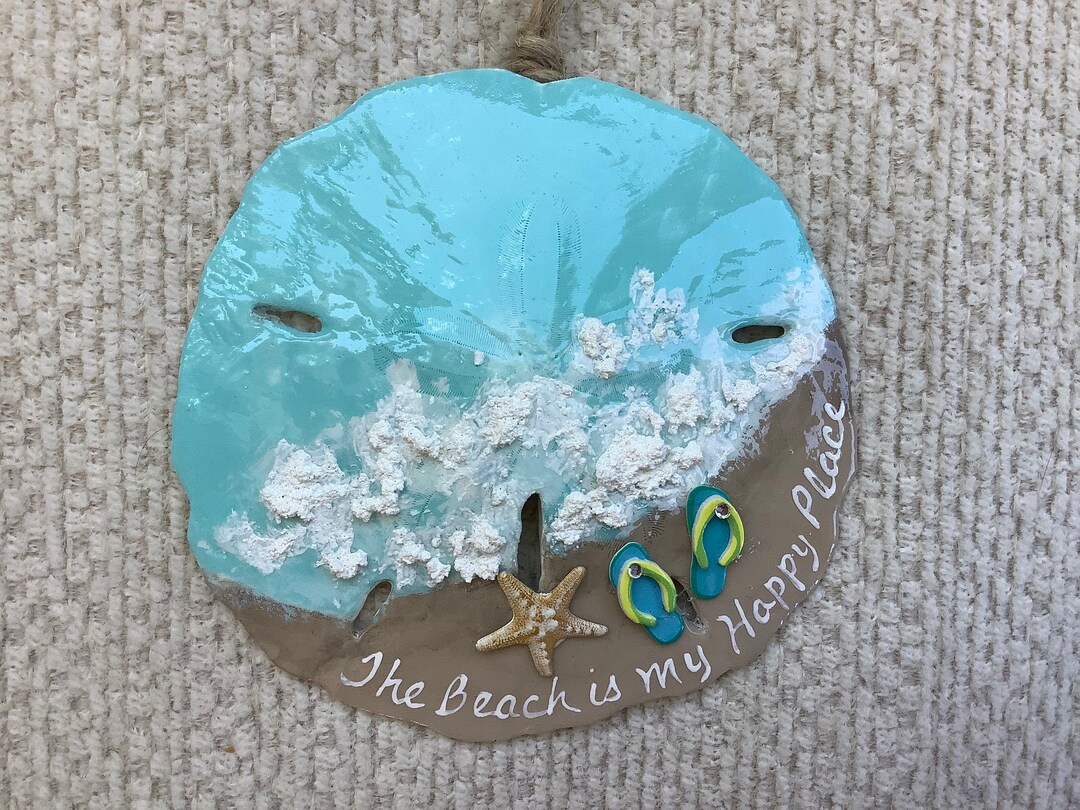 The Beach is My Happy Place Ornament, Beach Christmas, Seaside, Hand