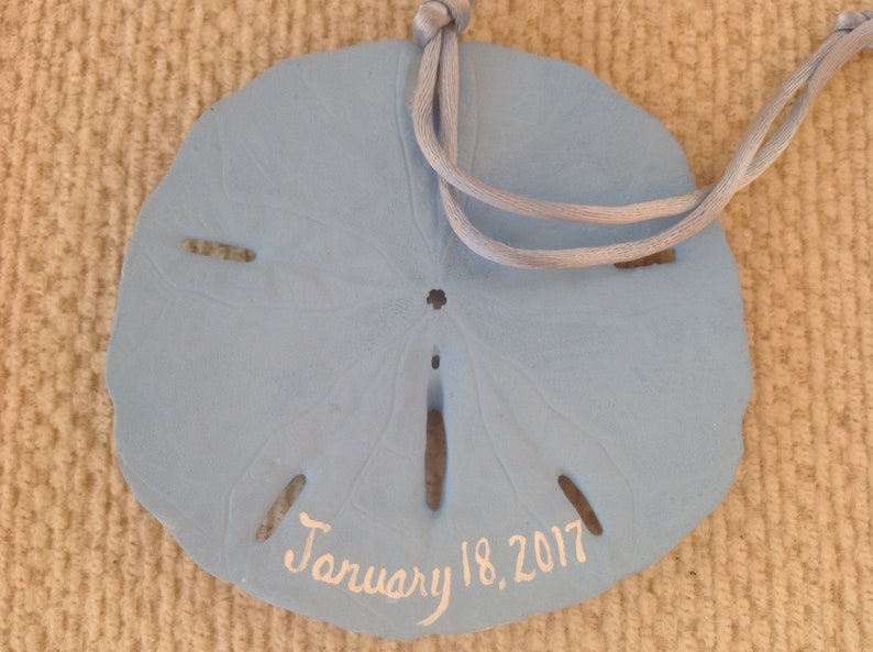 Baby Girl Baby/'s First Christmas Beach Baby Christmas Ornament. Wreath Ornament Hand Painted Sand Dollar Christmas Ornament