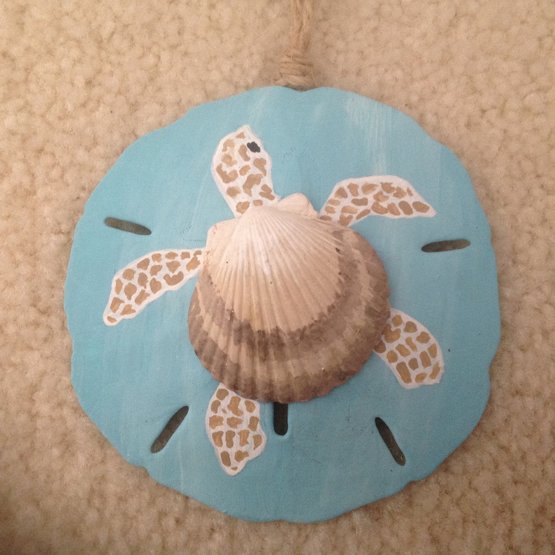 Sea Turtle Honu Hand Painted Sand Dollar Ornament Beach | Etsy