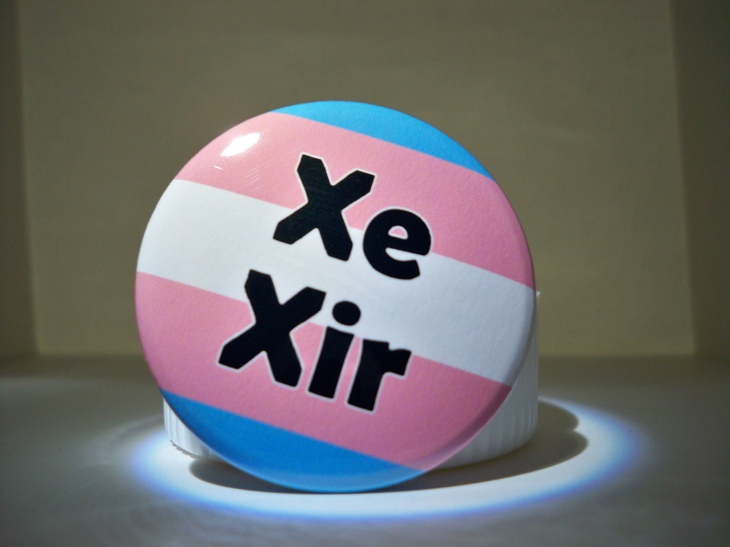 BOLD Trans Flag Neo Pronoun Button xe Xir Etsy