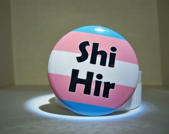 BOLD Trans Flag Neo Pronoun Button (Shi Hir)