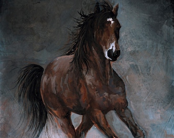 Impressionist Horse Painting Art Print Equestrian Western Wall Decor
