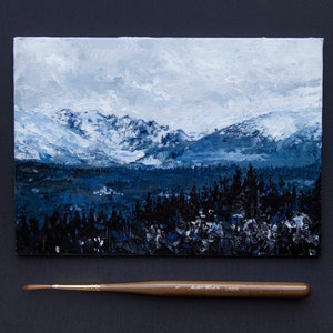 Rocky Mountains Original Mini Landscape Acrylic Painting