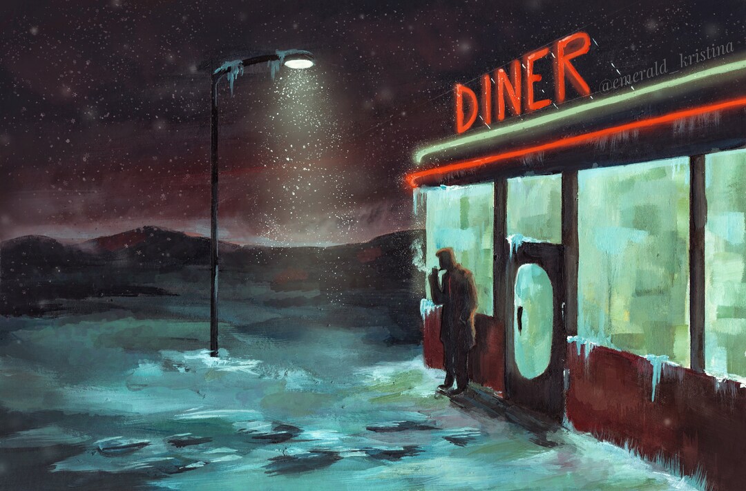 The Diner Mixed Media and Acrylic Painting Art Print Wall Decor Etsy