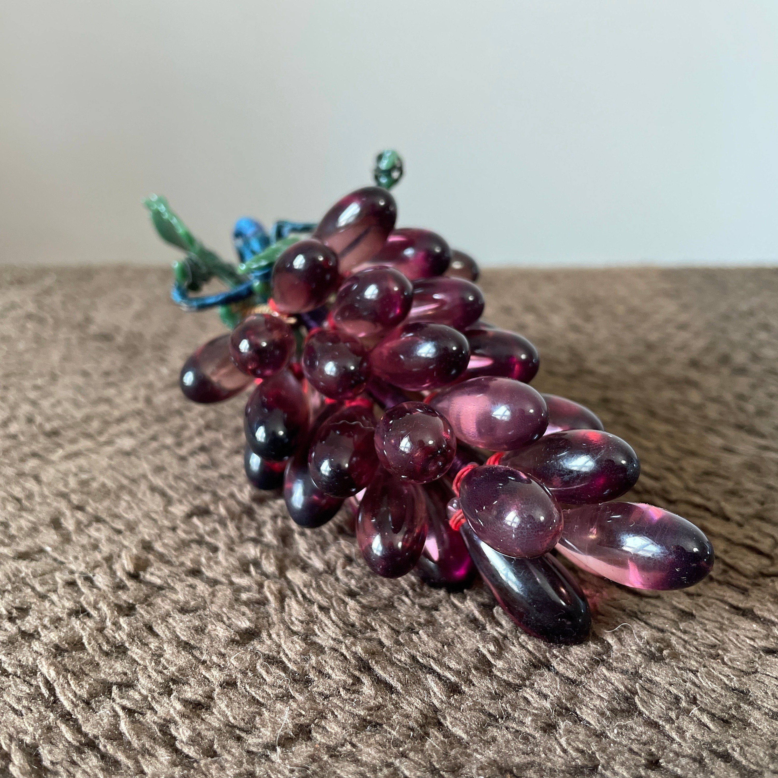 Purple Glass Grapes, Grape Cluster, Tabletop Decor, Wine, Glass