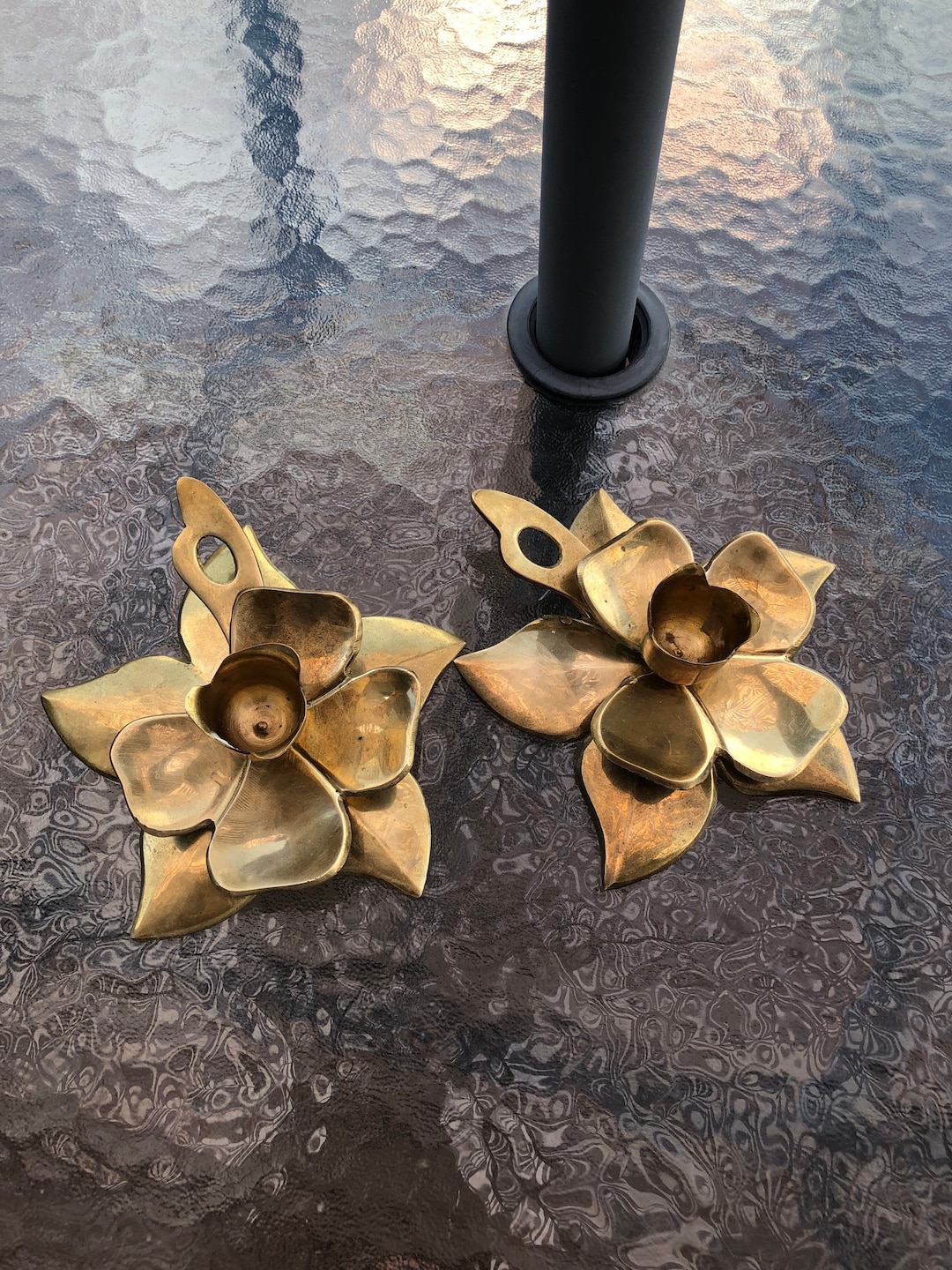 Brass Flower Candle Holder, Set of Two, Boho Decor, Vintage, India Etsy