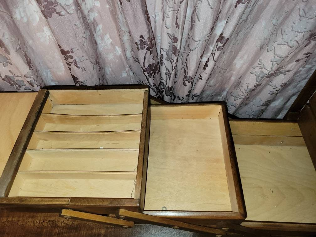 Accordion Concertina Sewing Box Cedar Wood Large Deep Etsy