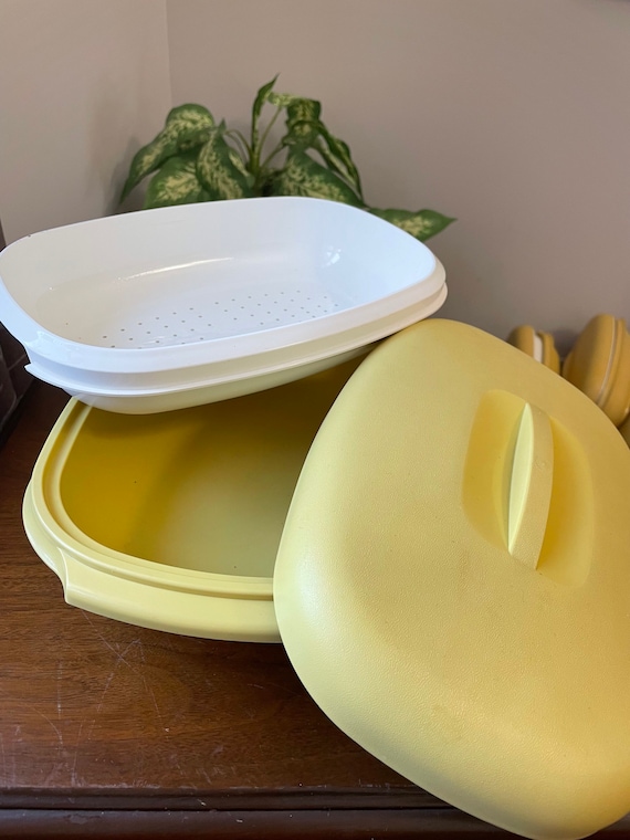 Tupperware Oval Gold Mustard Yellow Microwave Etsy