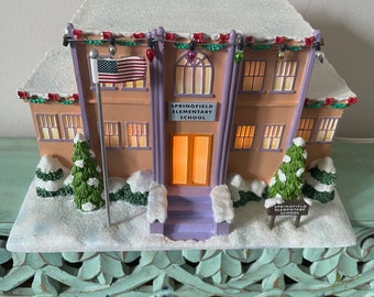 Light-Up Springfield Elementary School, The Simpsons Christmas Village Collection, Previously-owned, Vintage 2004