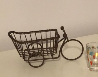 Miniature Wire / Bronze Tricycle with  cart; Decorative Piece, Wire Sculpture, Decorative Piece, Home Decor